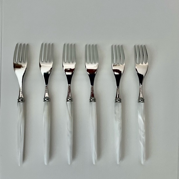 NWOT CAPDECO Elegant Tang White Dining Fork Set of 6 - Picture 2 of 4